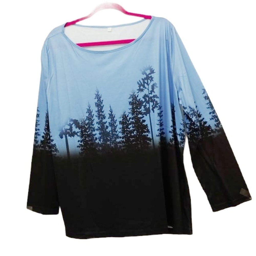 261T476 NNT Blue & Black Printed Casual Top